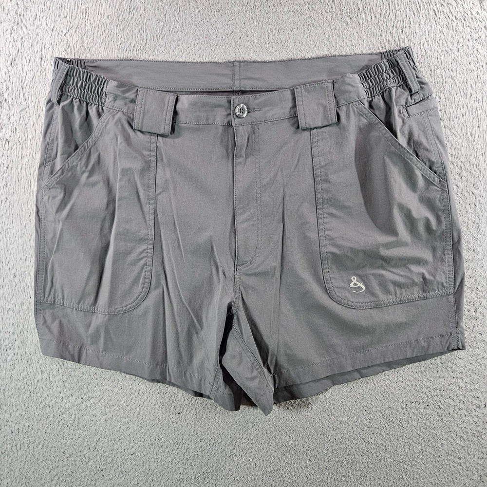 Hook & Tackle Mens Gray Fishing Shorts Size 42 Elastic Waist Quick Dry Utility